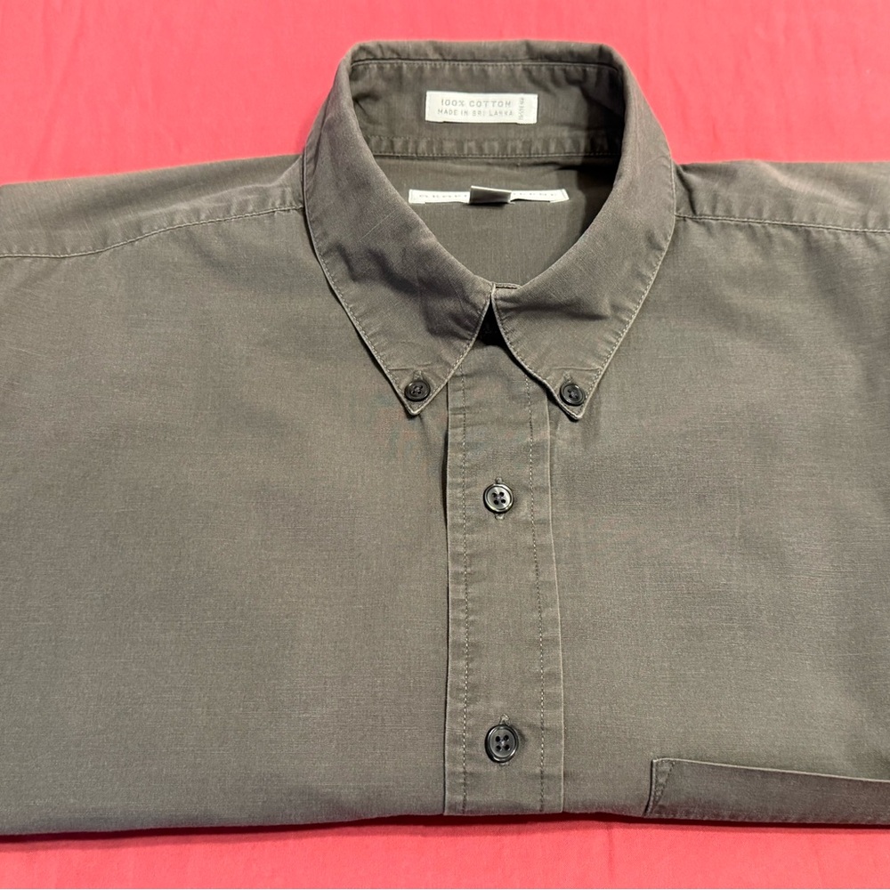 Geoffrey Beene Olive Button-down Short Sleeve Shirt